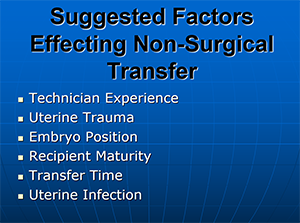 Suggested Factors Effecting Non-Surgical Bovine Embryo Transfer